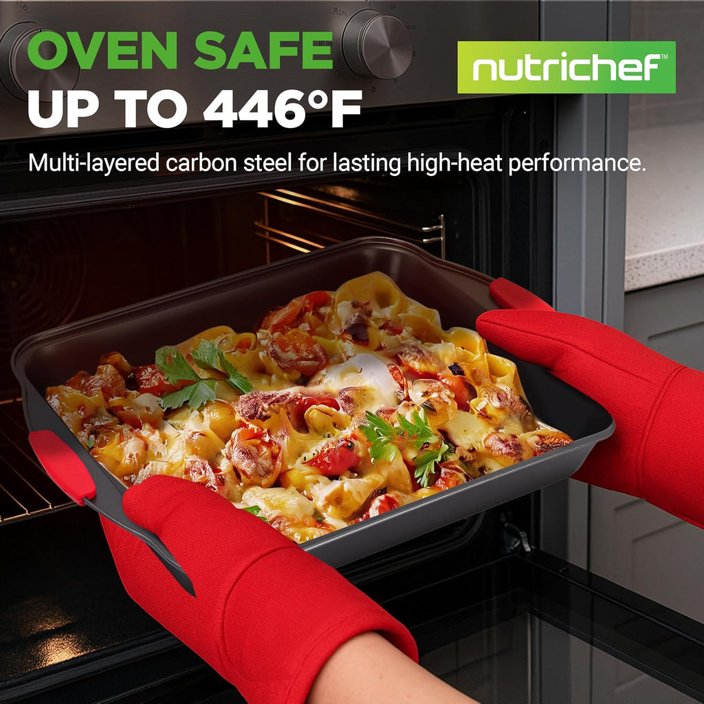 Non-Stick Kitchen Oven Pans-Deluxe & Stylish Nonstick Gray Coating Inside Outside, Commercial Grade Restaurant