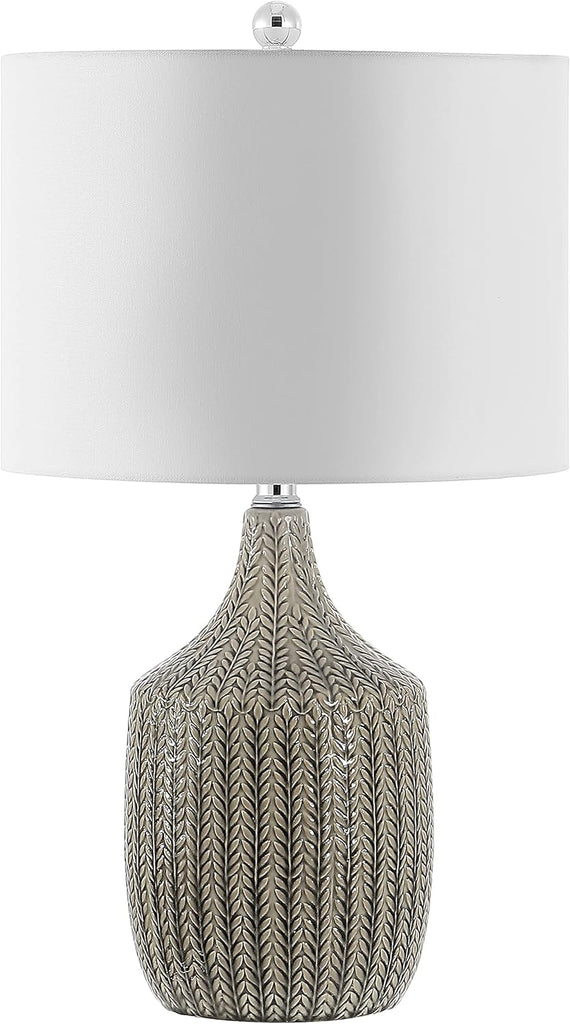 Secia Modern Grey Ceramic 25-inch Bedroom Living Room Home Office Desk Nightstand Table Lamp (LED Bulb Included)