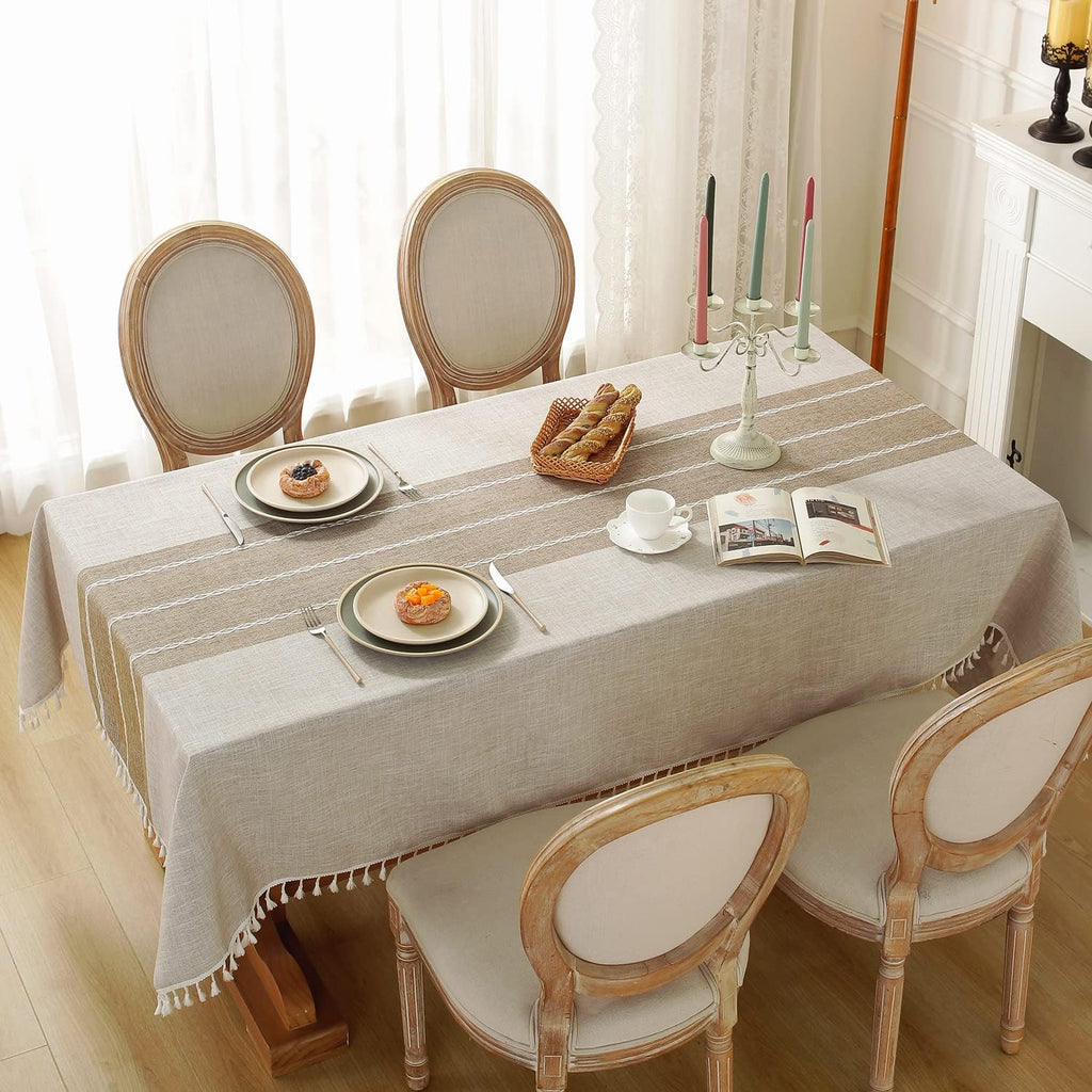 Rustic Cotton Linen Table Cloth,Tablecloths for 6 Foot Rectangle Tables,Waterproof Washable Tableclo