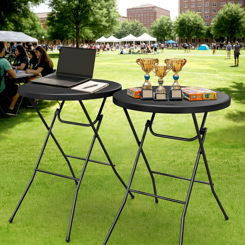 32" Cocktail Table, Folding Round Table Bar Height, High Top Table