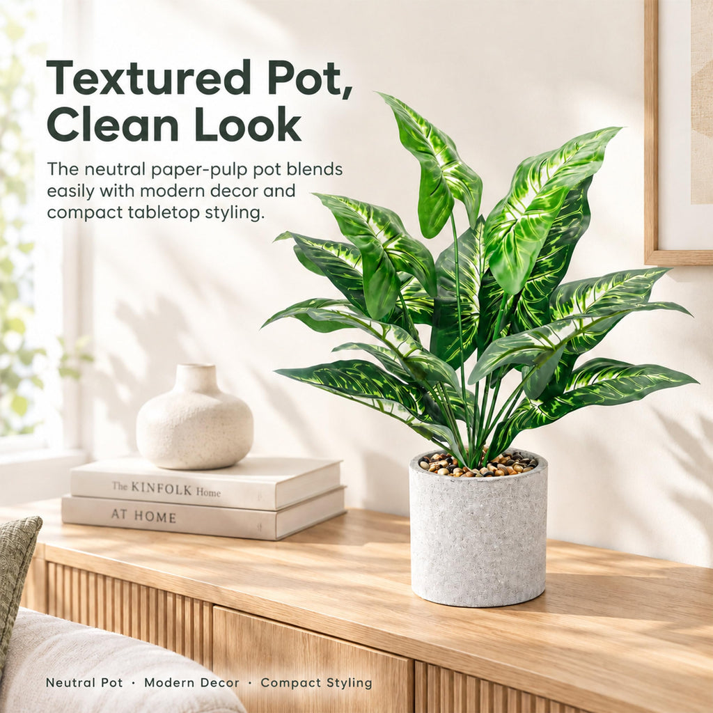 2 Pack Artificial Tropical Plants, 16" Fake Plants for Desk Decor
