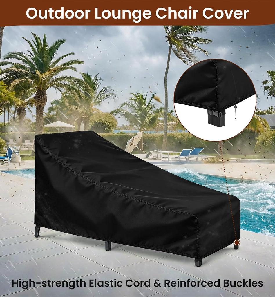 Chaise Lounge Cover 2 Pack Heavy Duty Patio Furniture Covers with Storage Bag, Buckles & Drawstring Outdoor Lounge