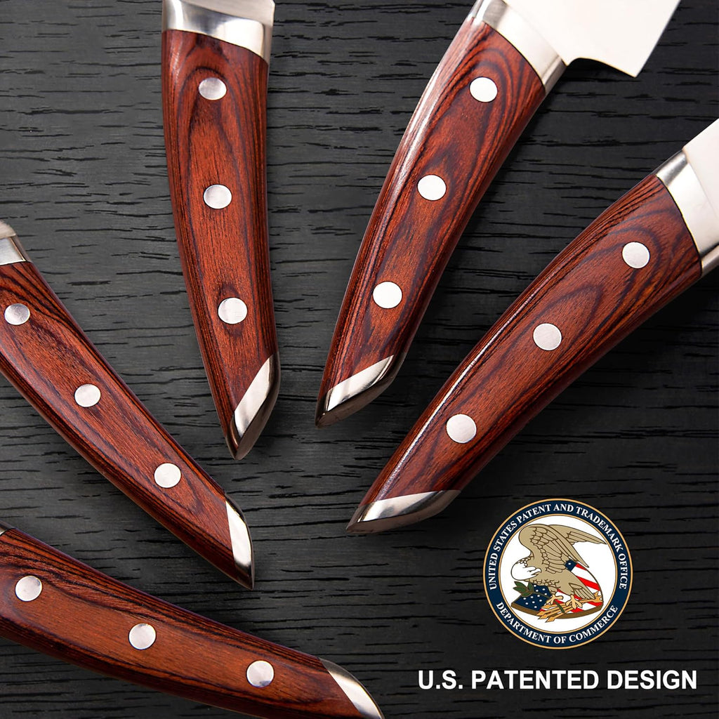 Japanese Chef Knife Set 5 PCS with Elegant Red Pakkawood Handle Ergonomic Design,Professional Ultra Sharp Kitchen
