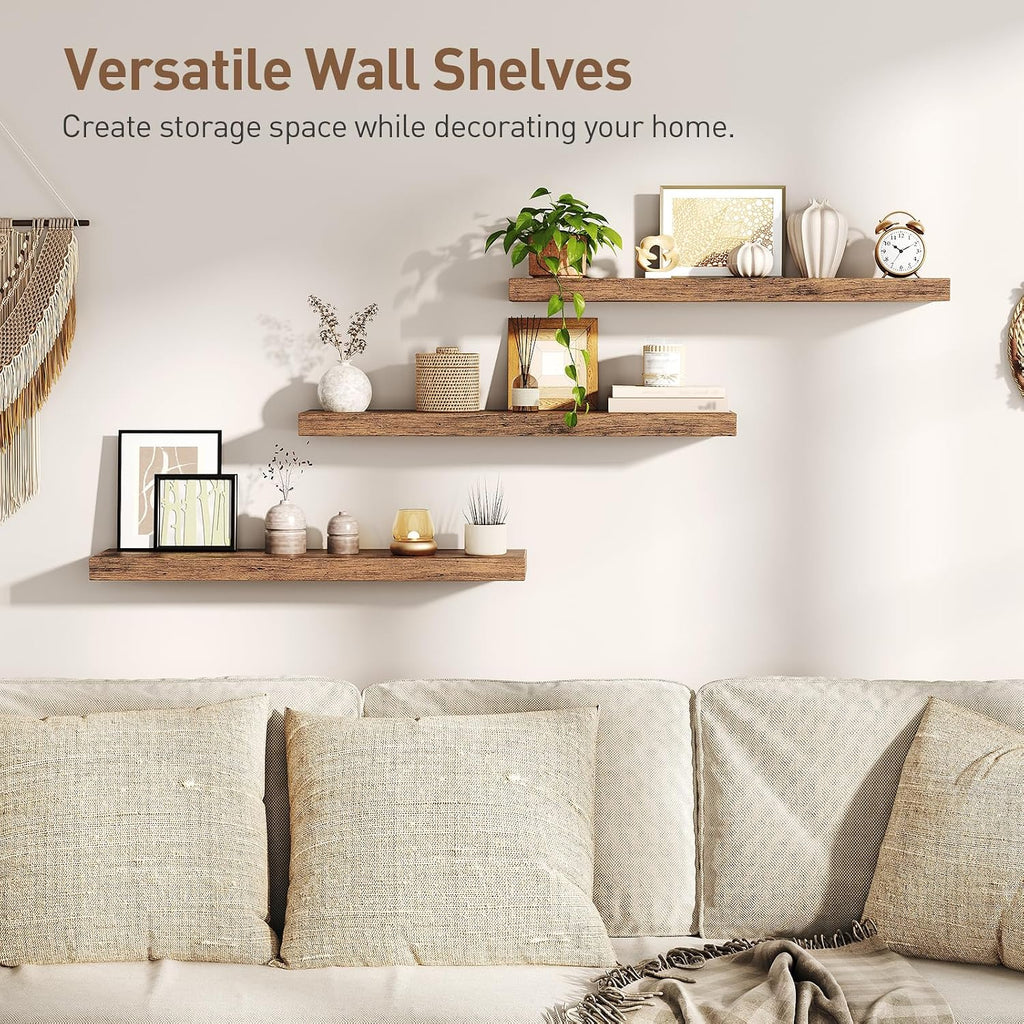 Floating Shelves for Wall, 1.5" Thick Wall Shelf Set of 3 with Invisible Brackets, L31.5 x W7.9 Hanging Shelves