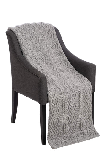 Luxurios Dara 100% Cable Knit Aran Throw/Blanket (Grey) by 69 x 44 inches