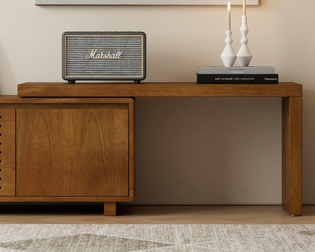Mid Century Modern TV Stand,Extendable Entertainment Center for 65/70/75/80 Inch TV,Media Console for Living