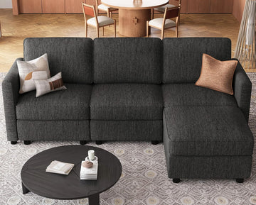 84.3" 4 Seats L Shaped Couch Modular Sectional Sofa Washable Sectional Couches Comfy Couches with Storage Seat Couch