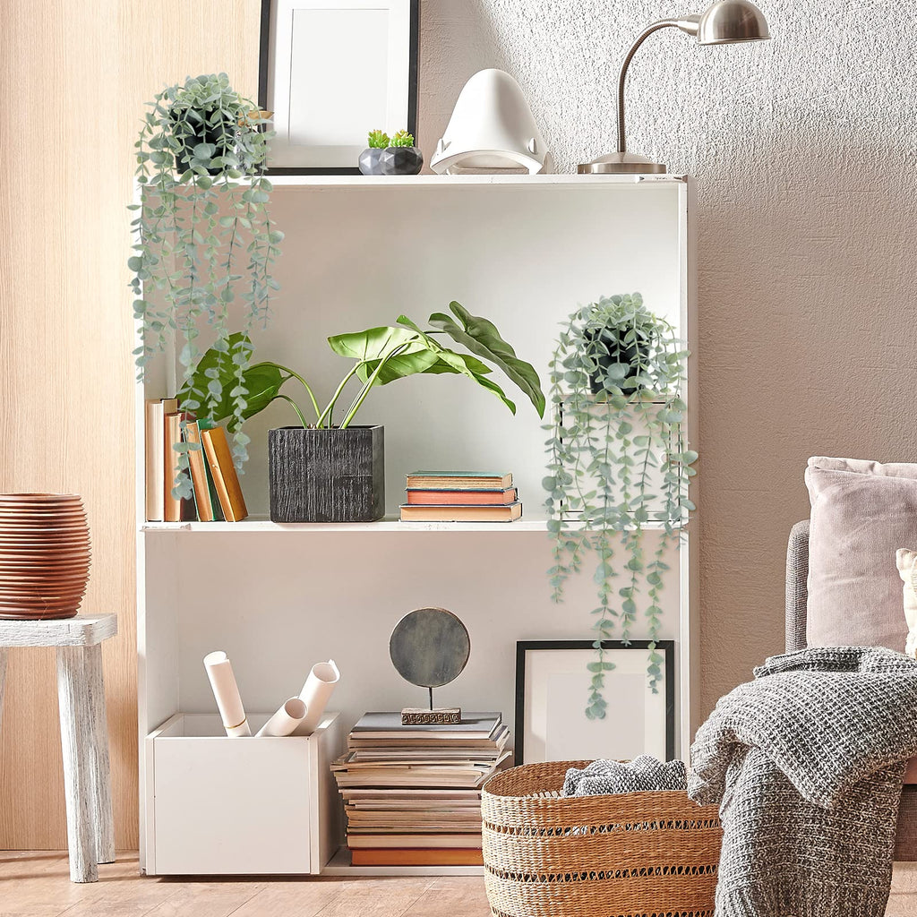 2 Pcs Artificial Eucalyptus Plants Shelf Hanging Fake Plant in Pot for Wall Bedroom Home Patio Indoor Outdoor Decor