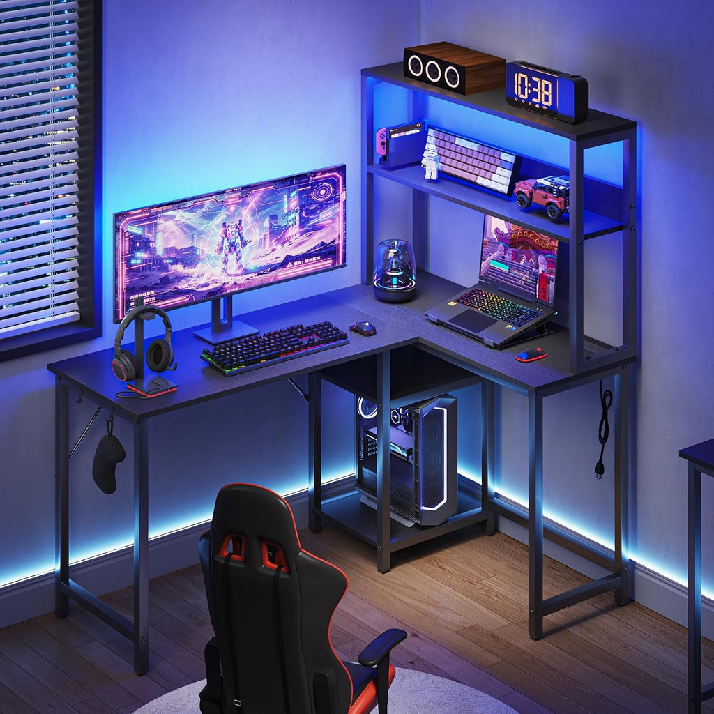 53" L Shaped Gaming Desk Reversible Corner Desk