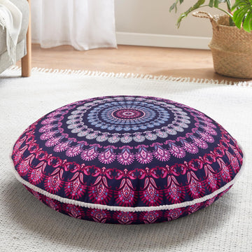 32 Inch Round Floor Pillow, Large Meditation Pouf Cushion, Memory Foam Stuffer Circle Throw Pillows - (Purple