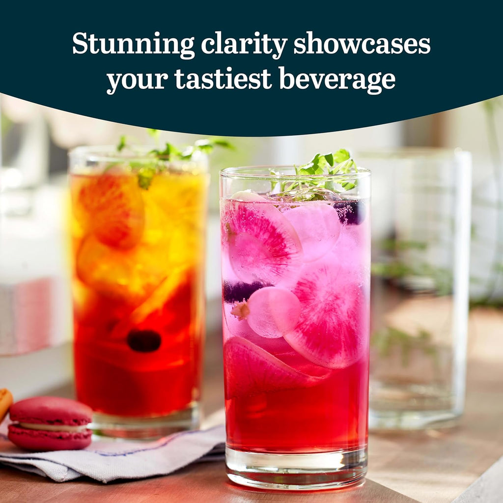 Heavy Base Drinking Glasses Set of 8, 15.5 Oz Elegant, Weighted Clear Water Glasses, Dishwasher Safe Glass Cups Set