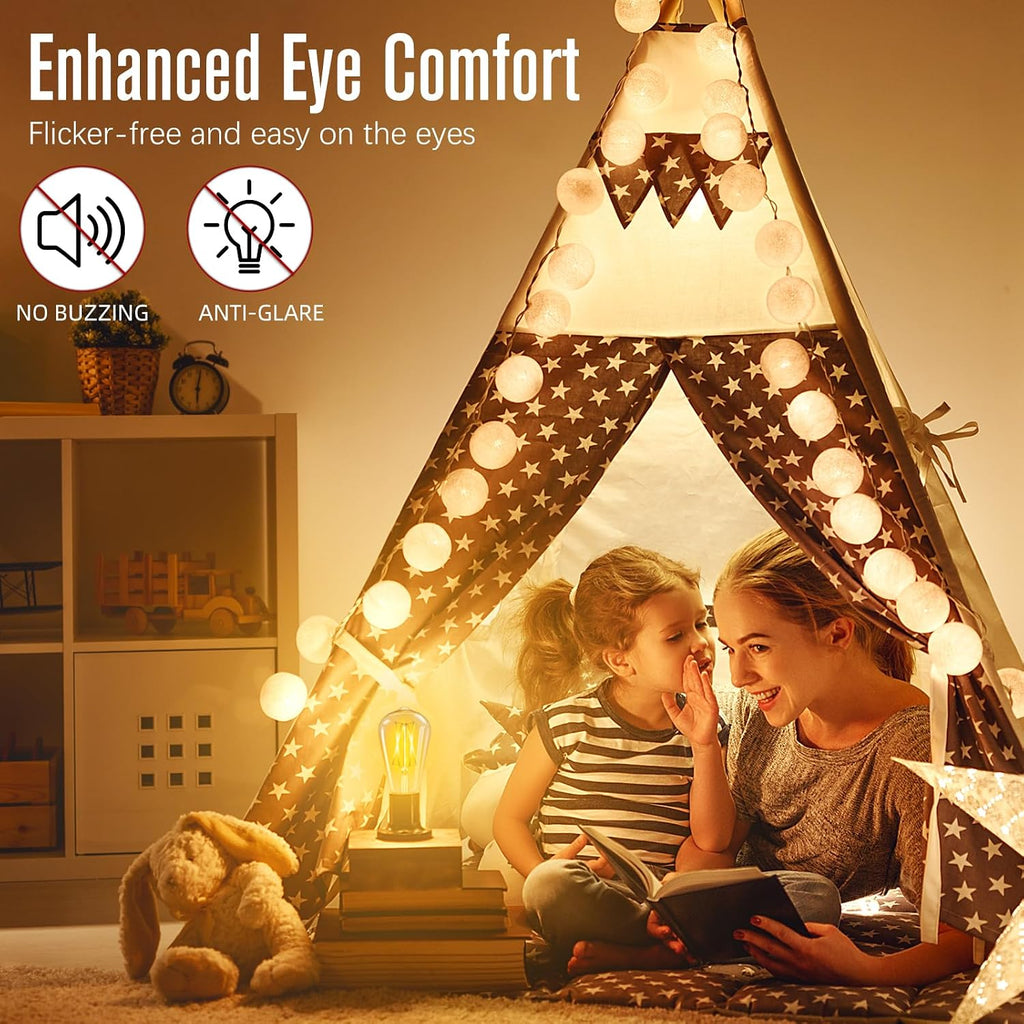LED Edison Bulbs Dimmable, E26 Bulb 60 watt Equivalent, Soft White 2700K, ST58 Vintage Light Bulbs, 90+ CRI, 6W 600LM (10 Pack)