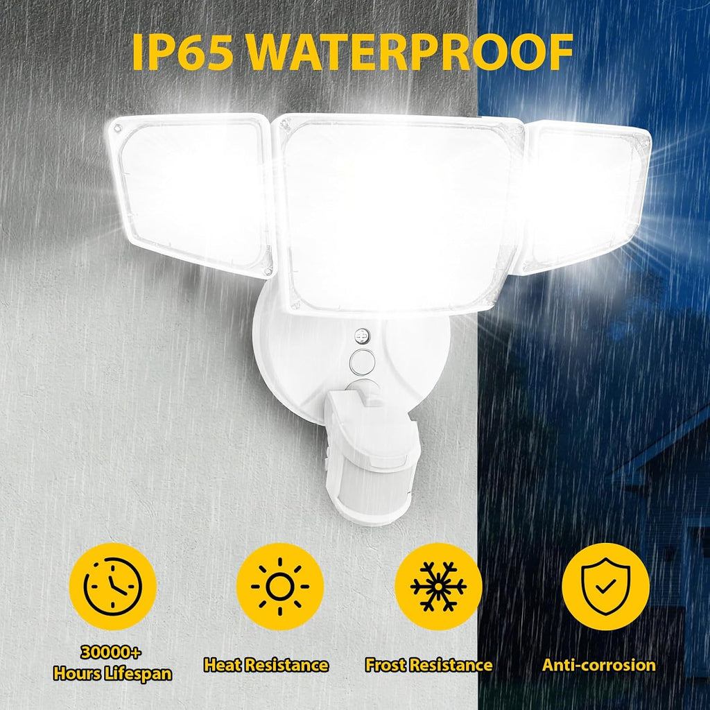90W 10000LM LED Security Lights Motion Sensor Outdoor Lights, 4 Head Dusk to Dawn, 6500K Daylight Flood Lights