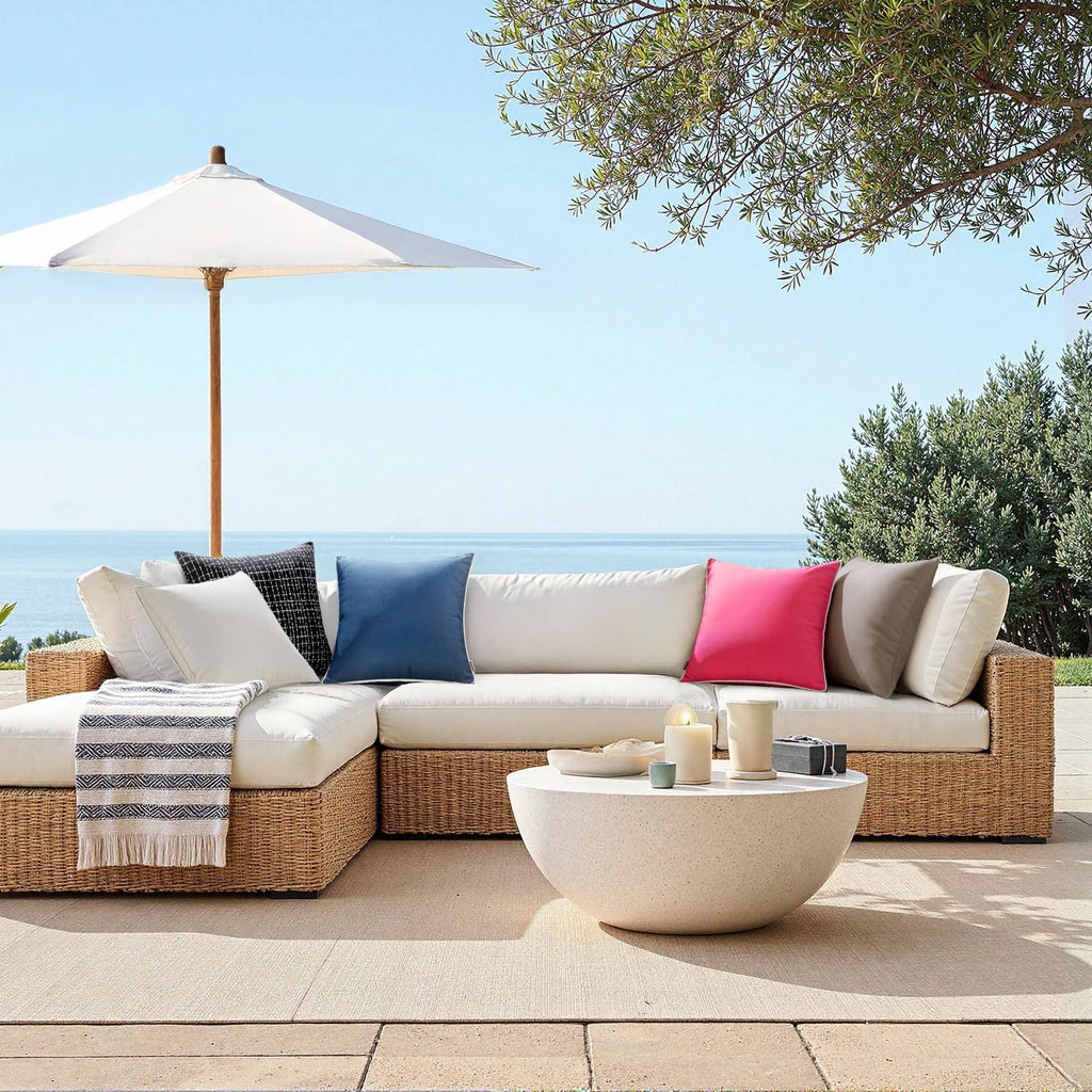 Pack of 2 Outdoor Waterproof Pillow Covers Decorative Farmhouse Throw Pillow Covers Square Solid Color Couch Pillow