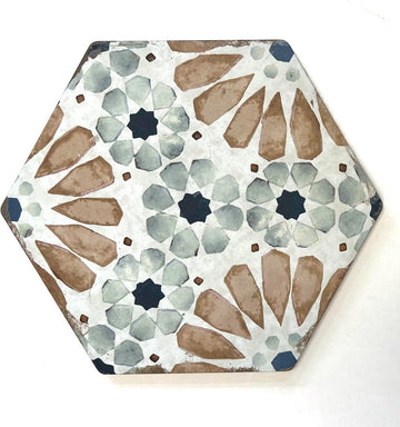 8.75x10 Watercolor Delicado European Porcelain Hexagon Tile Wall Floor Indoor Outdoor 4 Pieces