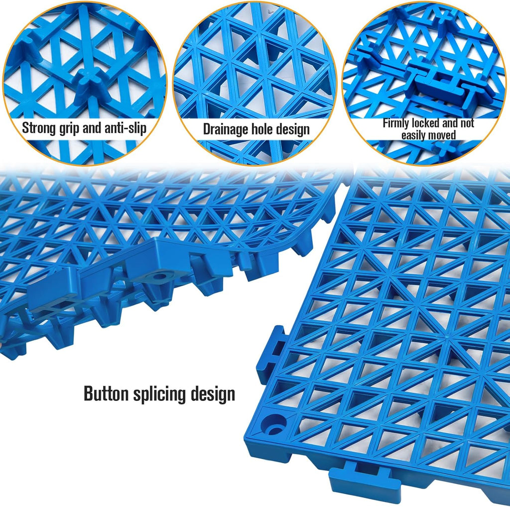 12 Pcs Drainage Mat Modular Interlocking Cushion 11.8" x 11.8" Interlocking Garage Floor Tiles Non-Slip Splicing