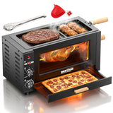Electric Rotisserie Oven - 26QT 3-Layer 3-in-1 Rotisserie Oven For Simultaneous Cooking, 360°Auto-Ro
