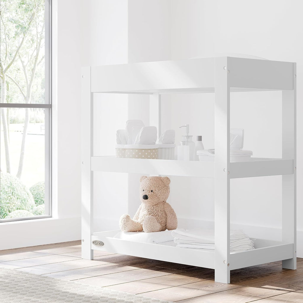 Customizable Changing Table with Water-Resistant Changing Pad, White | Customizable Modern Flat or Classic Arched