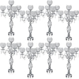 8 Pcs 5 Arm Crystal Candelabra Centerpieces for Table 27 Inch Retro Victorian Crystal Candle Holders Bowl Table