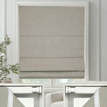 No Drill Roman Shades Cordless Blinds Blackout for Indoor Windows, Room Darkening Black Out Tension Rod No Hardware