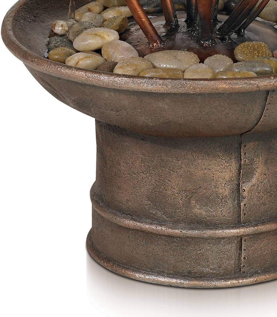 Ashton Water Lilies and Cat Tails 33" High Large Asian Indoor Outdoor Cottage Core Decor Resin Floor Fountain