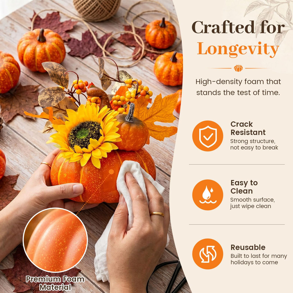 Pumpkin Decor, Fall Centerpieces for Tables, Artificial Pumpkins