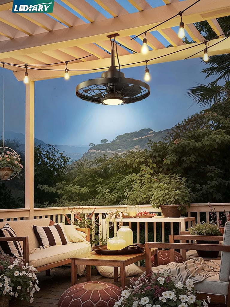 20" Outdoor Ceiling Fan with Lights,IP65 Waterproof Gazebo Hanging Fan with Remote Control Smart App
