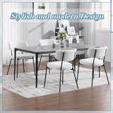 KCC Boucle Dining Chairs Set of 2, Modern Mid-Century Upholstered Stylish Kitchen Chairs Sherpa Accent Diner Chairs