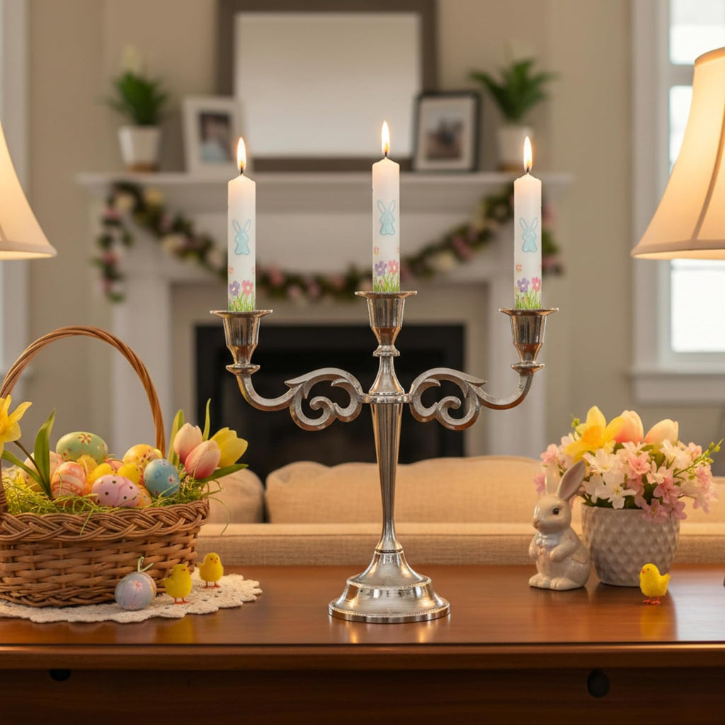3 Arm Candelabra Taper Candle Holders Decorations Indoor Kitchen Décor Table Candles Candlestick Candelabra