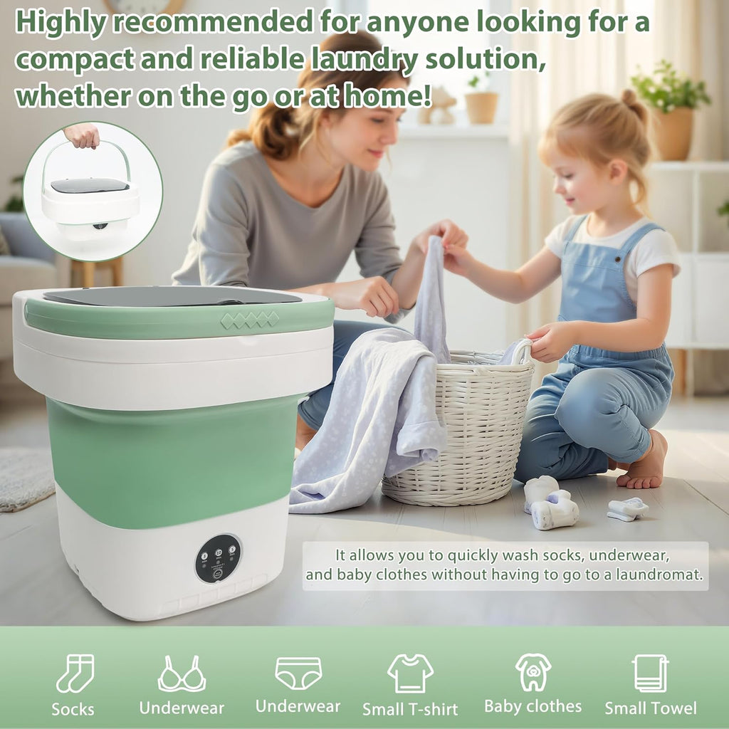 17L Portable Mini Washing Machine, Foldable Compact Washer with Spin Dryer, 3 Wash Modes for Baby Clothes, Underwear &