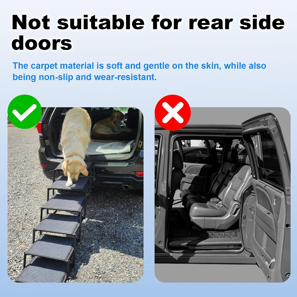Dog Ramp for Car Truck and SUV Dog Stairs for Large Dogs Folding Pet Stairs with Non-Slip Rug Surface Supports Up to 250 lbs (5 Steps)