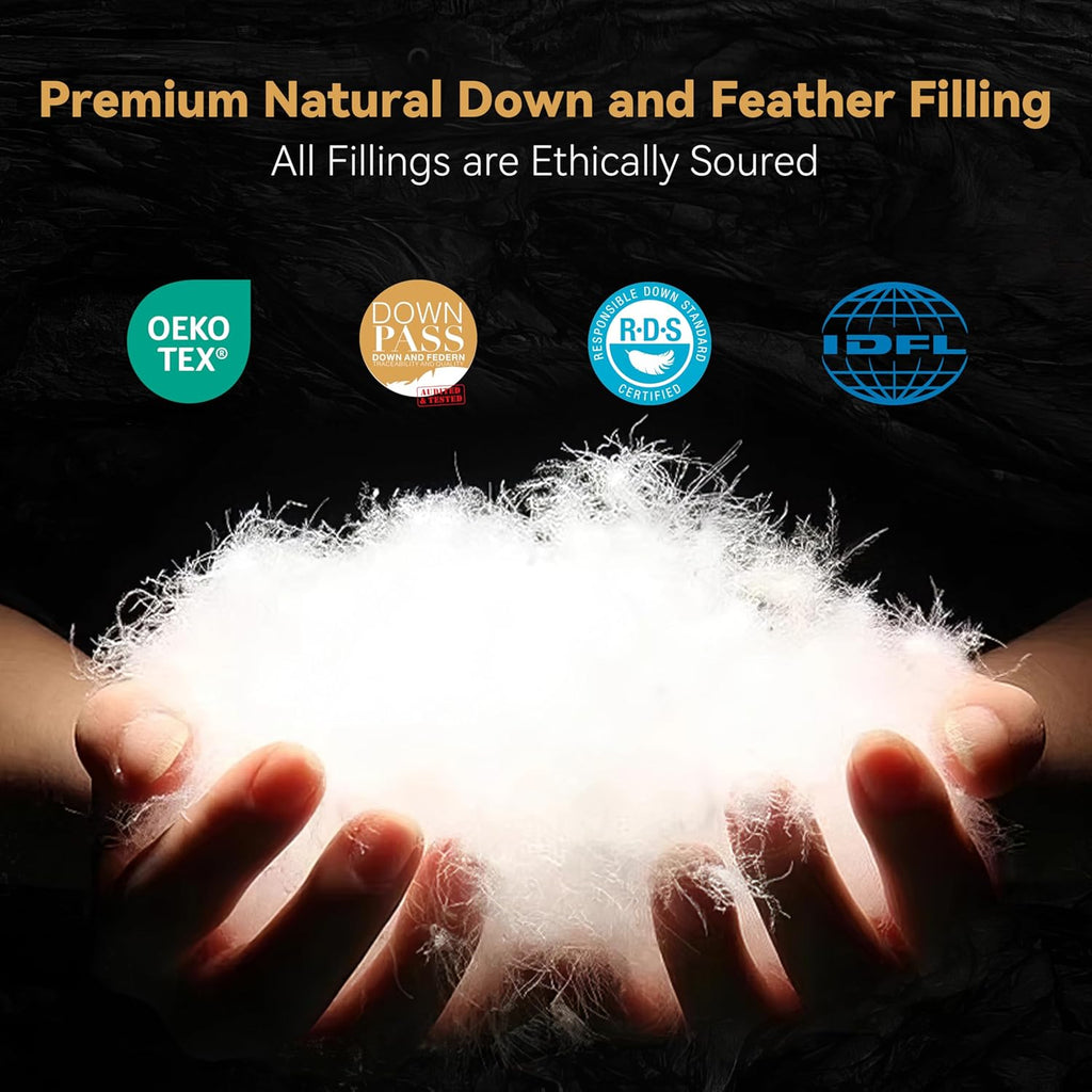 Premium Down Comforter Queen, Luxurious All Season Duvet Insert with Cotton Blended Fabric