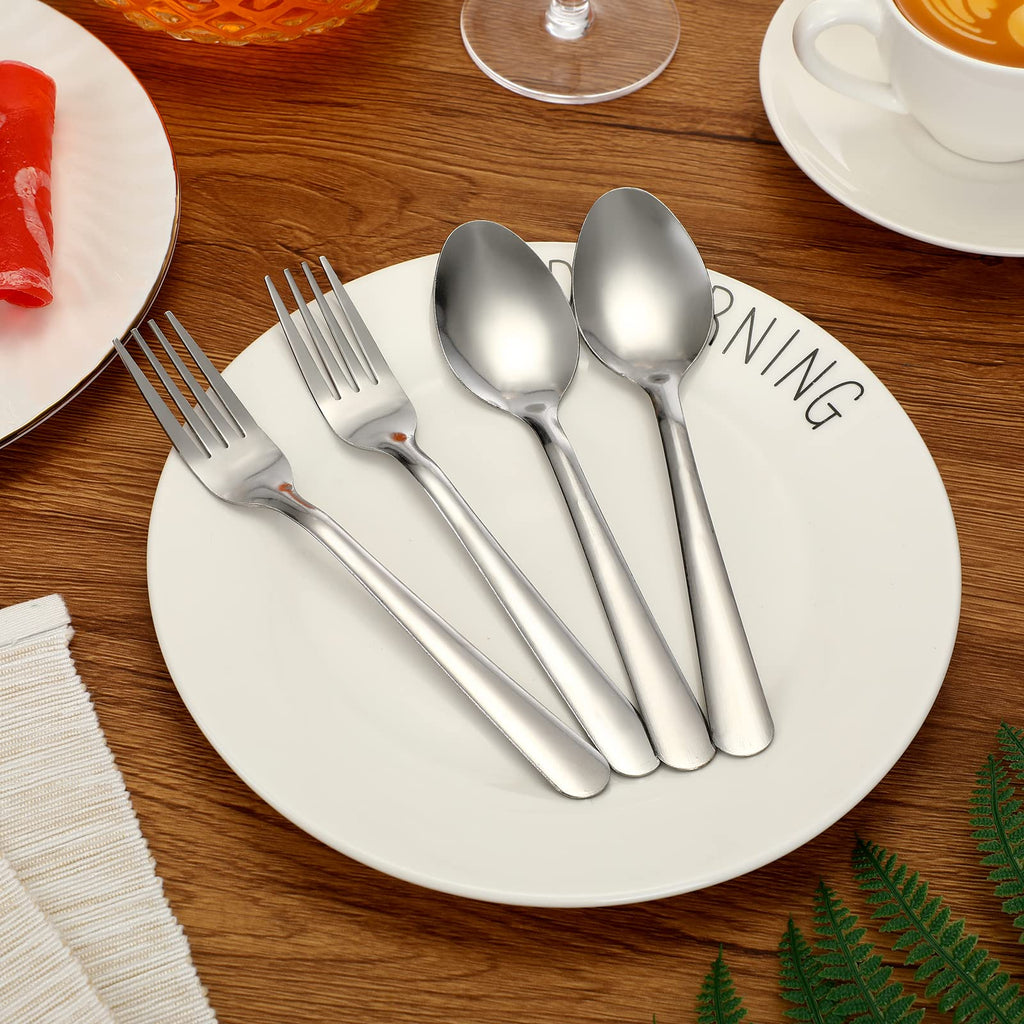 100 Pcs Bulk Forks and Spoons Stainless Steel Flatware Set