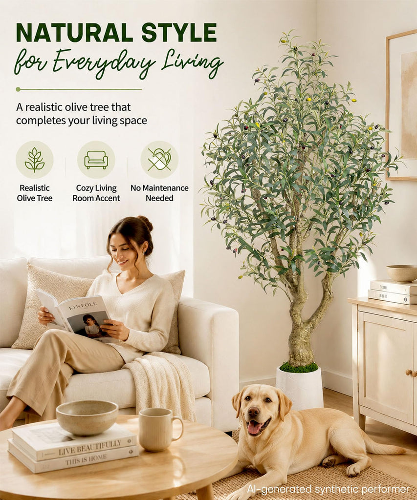 6ft Artificial Olive Tree: Large Lifelike Plant