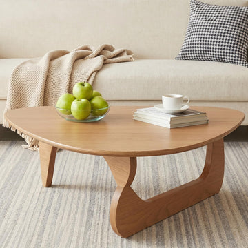 39" Coffee Table Mid Century Modern Center Table with Solid Wood Top, Natural