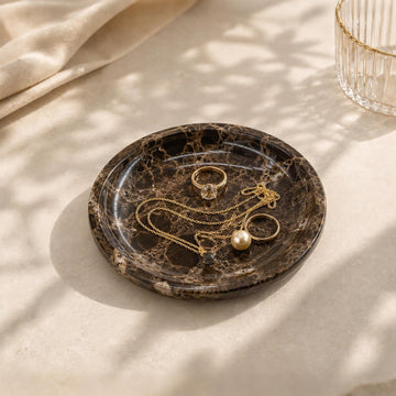 Small Natural Marble Jewelry Tray Key Plate Holder Dish Trinket Decor Catch All Bowl for Ring Earring Stone Gift for