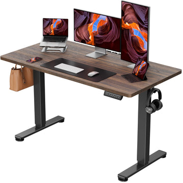 Height Adjustable Electric Standing Desk, 48 x 24 Inches Sit Stand up Desk, Memory Computer Home Office Desk, Dark