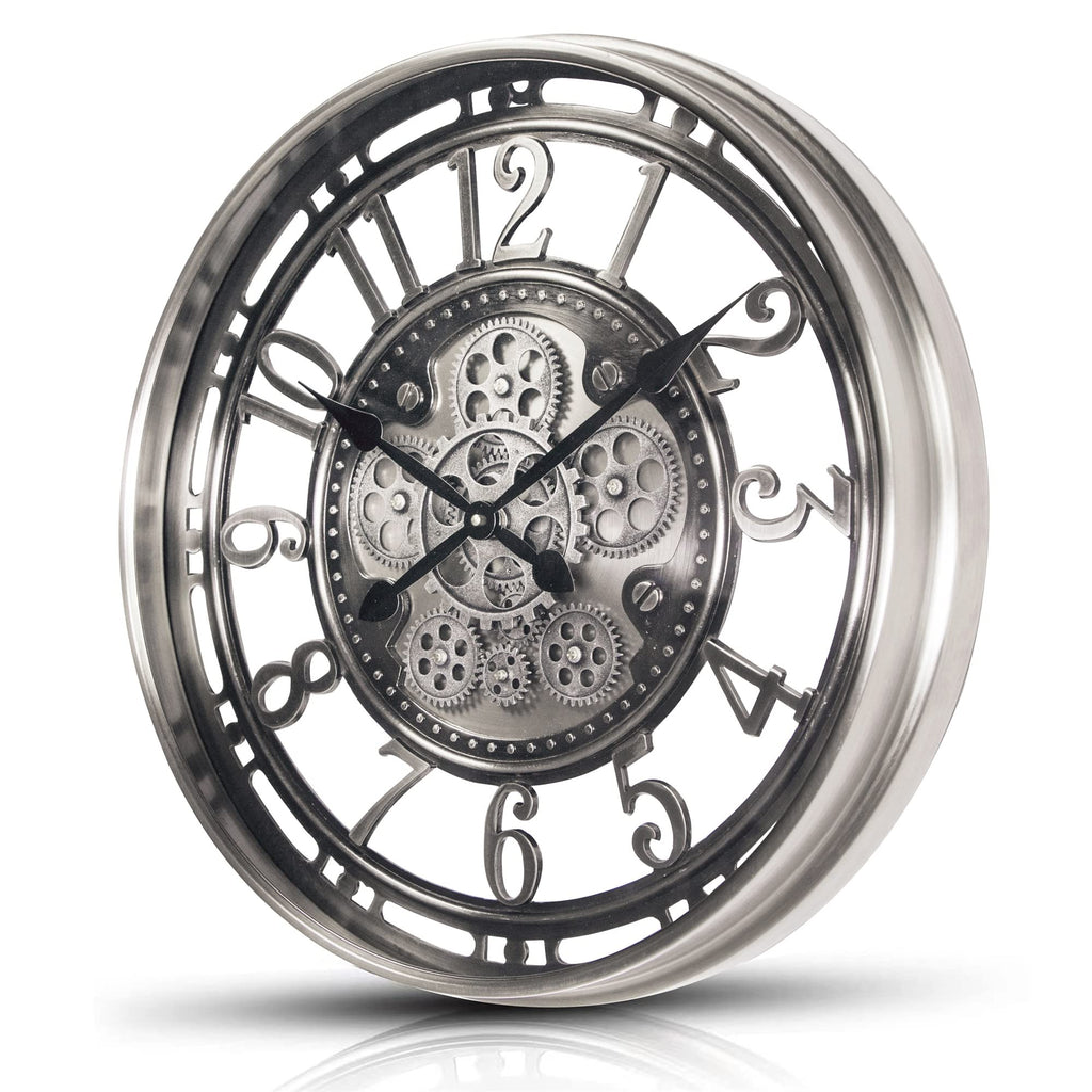 21" Moving Gear Wall Clocks Decor, Gunmetal