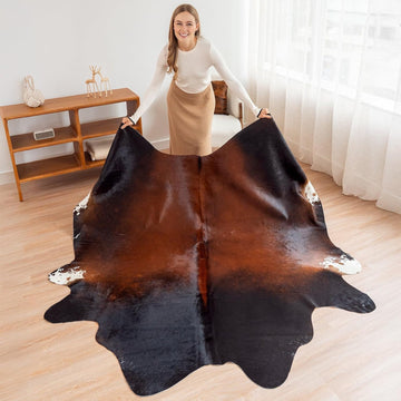 100% Genuine Brazilian Cowhide Rug - Mahogany - Luxury Cowskin Leather Area Rug Décor 7 x 6 feet
