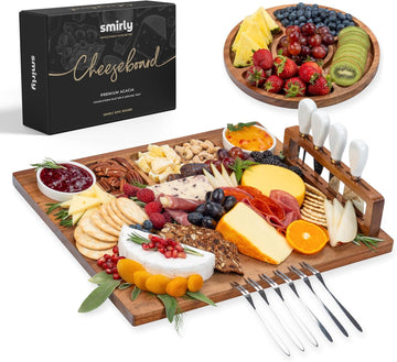 Charcuterie Board Set with Serving Accessories, Large Acacia | Housewarming and Wedding Gift for Women, Perfect for