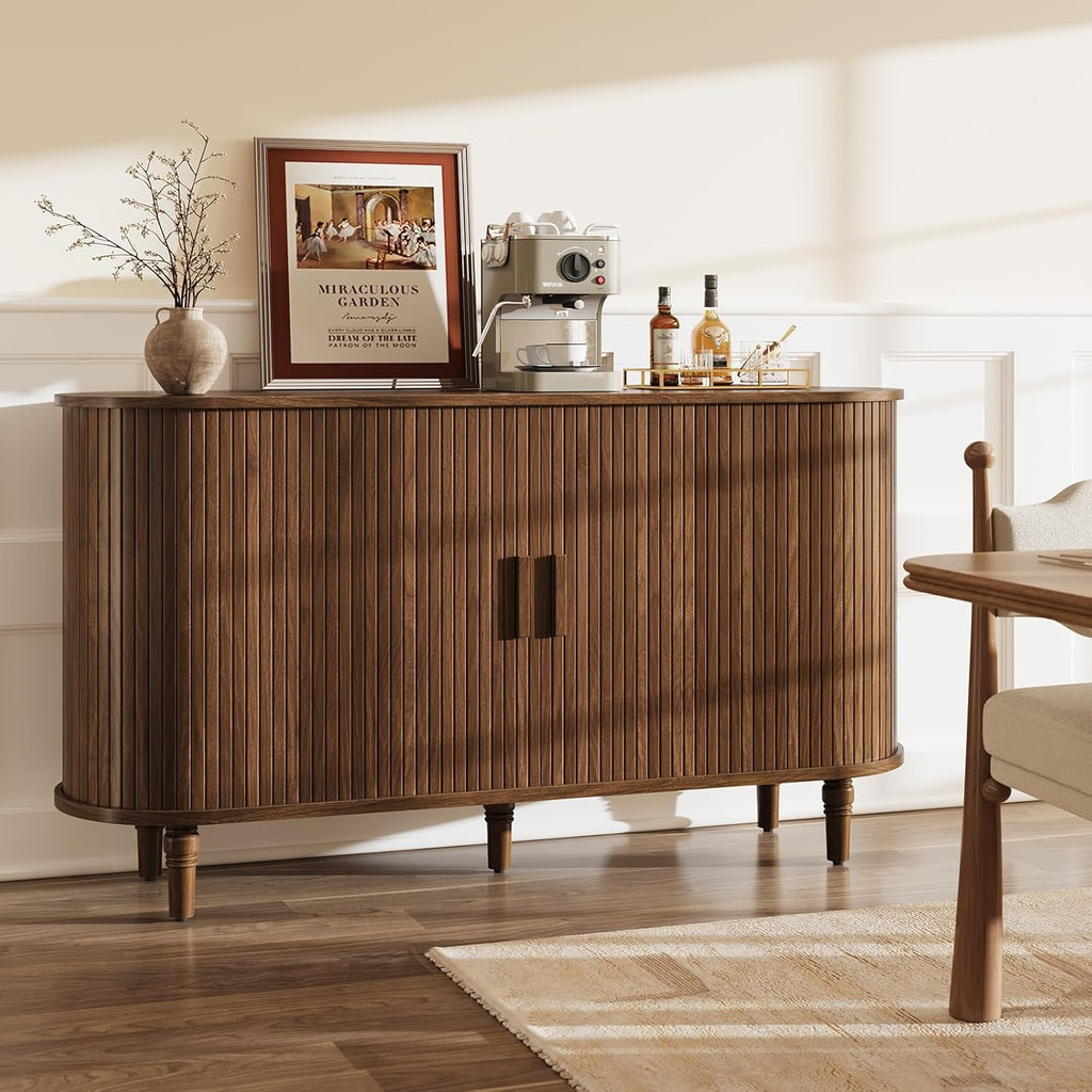 Sideboard Buffet Cabinet with Storage - Accent Kitchen Credenza Console Table with Sliding Door & Adjustable Shelf