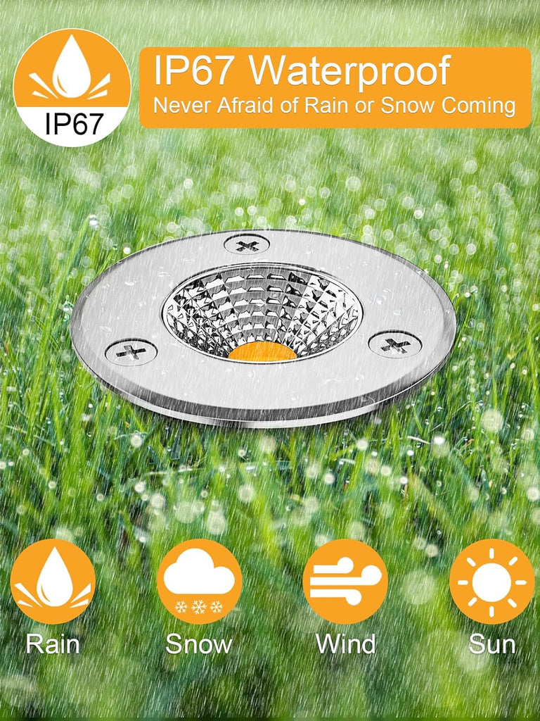 Low Voltage Landscape Lighting LED Well Lights 3W 12V-24V in Ground Light IP67 Waterproof Outdoor Low Voltage