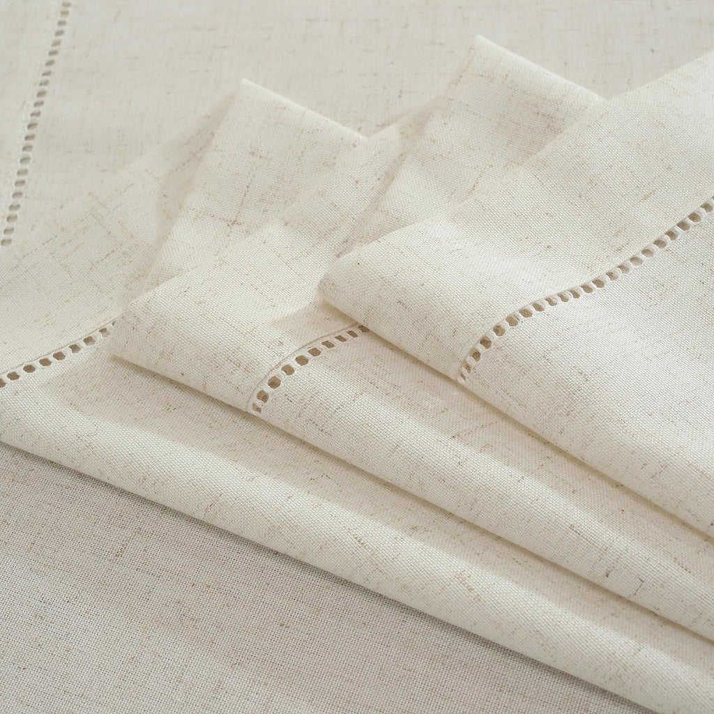 Linen Blend Rectangle Tablecloth - Handmade Hemstitch, 60" x 120"