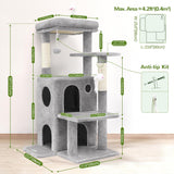 Cat Tree Tower for Indoor Cats, 50-inch Adult Cat Tree House for Large Adult Cats with Steps, Scratching Post