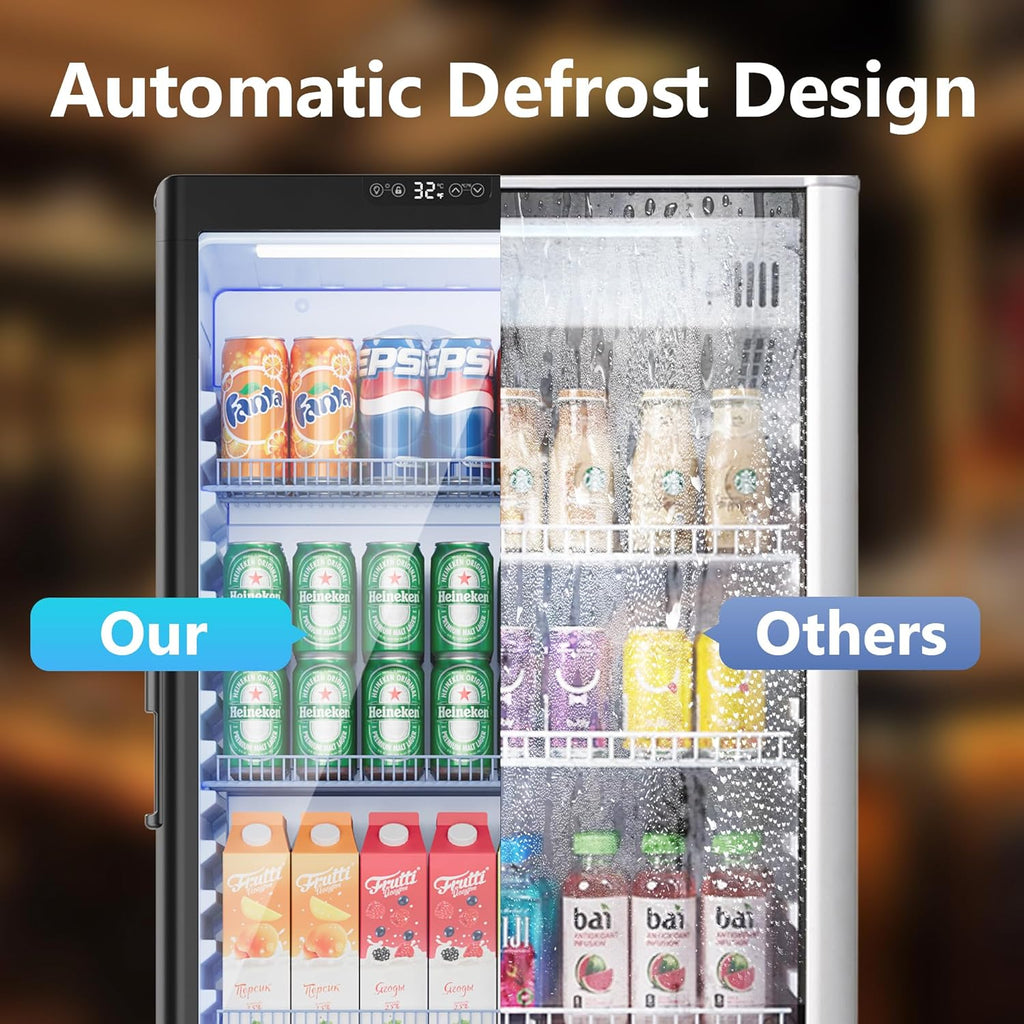 7 Cu.Ft Commercial Refrigerators, Display Fridge with Locking, Key & LED, Outdoo