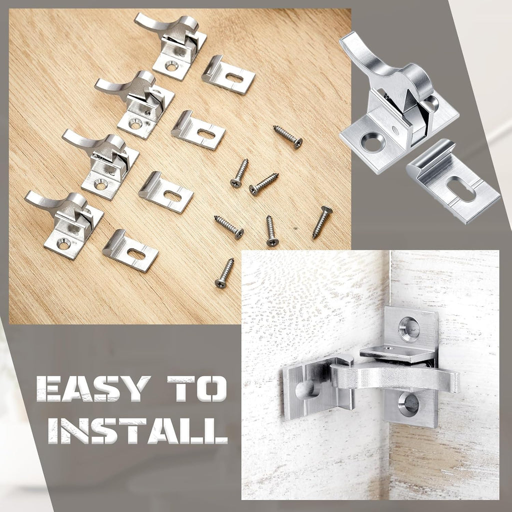 8 Pcs Brass Heavy Duty Cabinet Door Latch Closets Door Elbow Latch Cabinet Latch with Mounting Screws Hardware Window