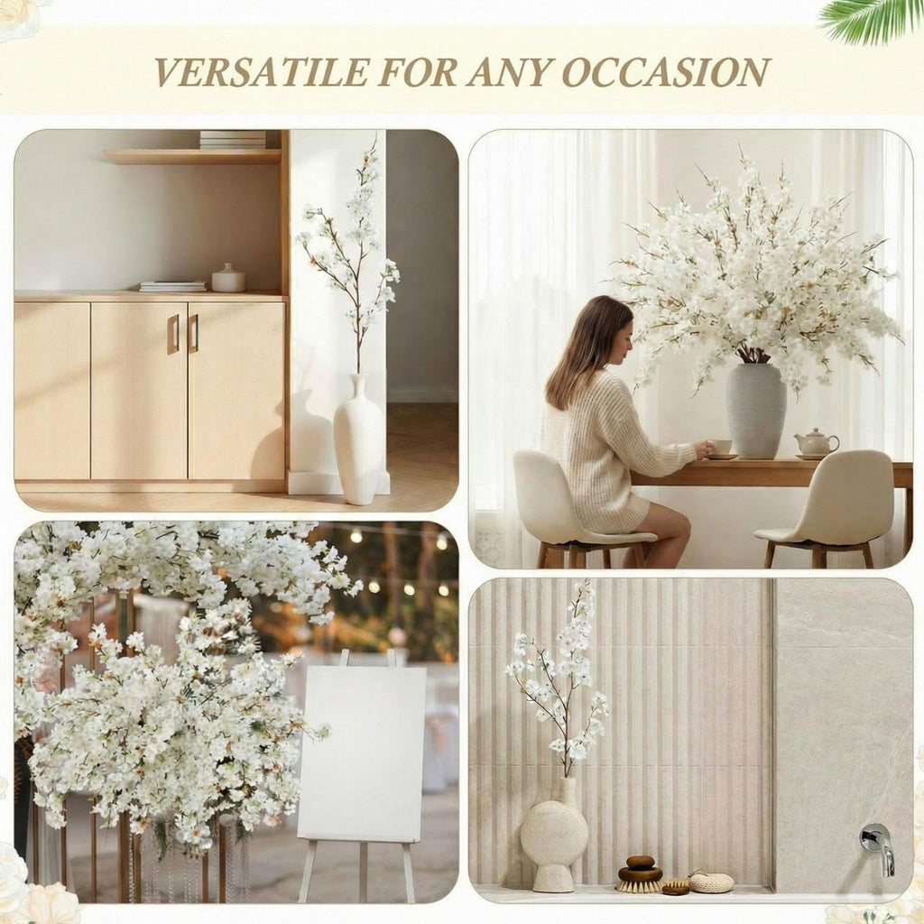 18 Pcs 41" Artificial Cherry Blossom, White