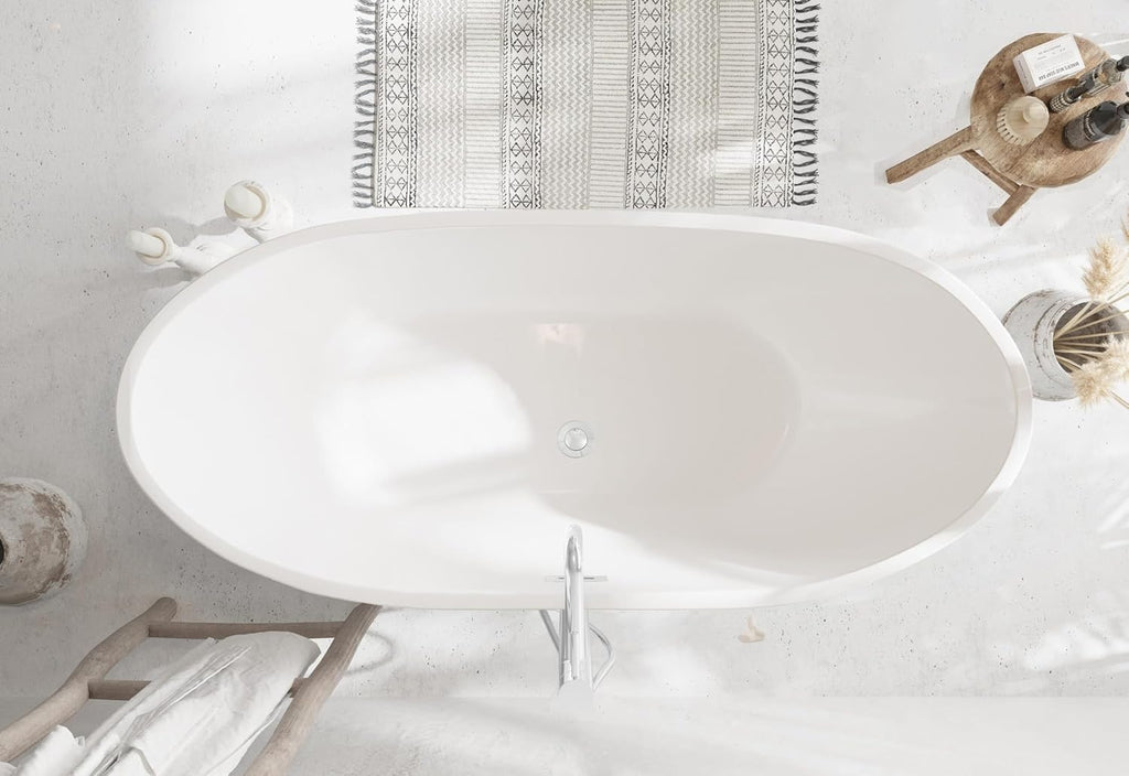 Elodie 67 Inch Soaking Bathtub, Modern Style, Glossy White
