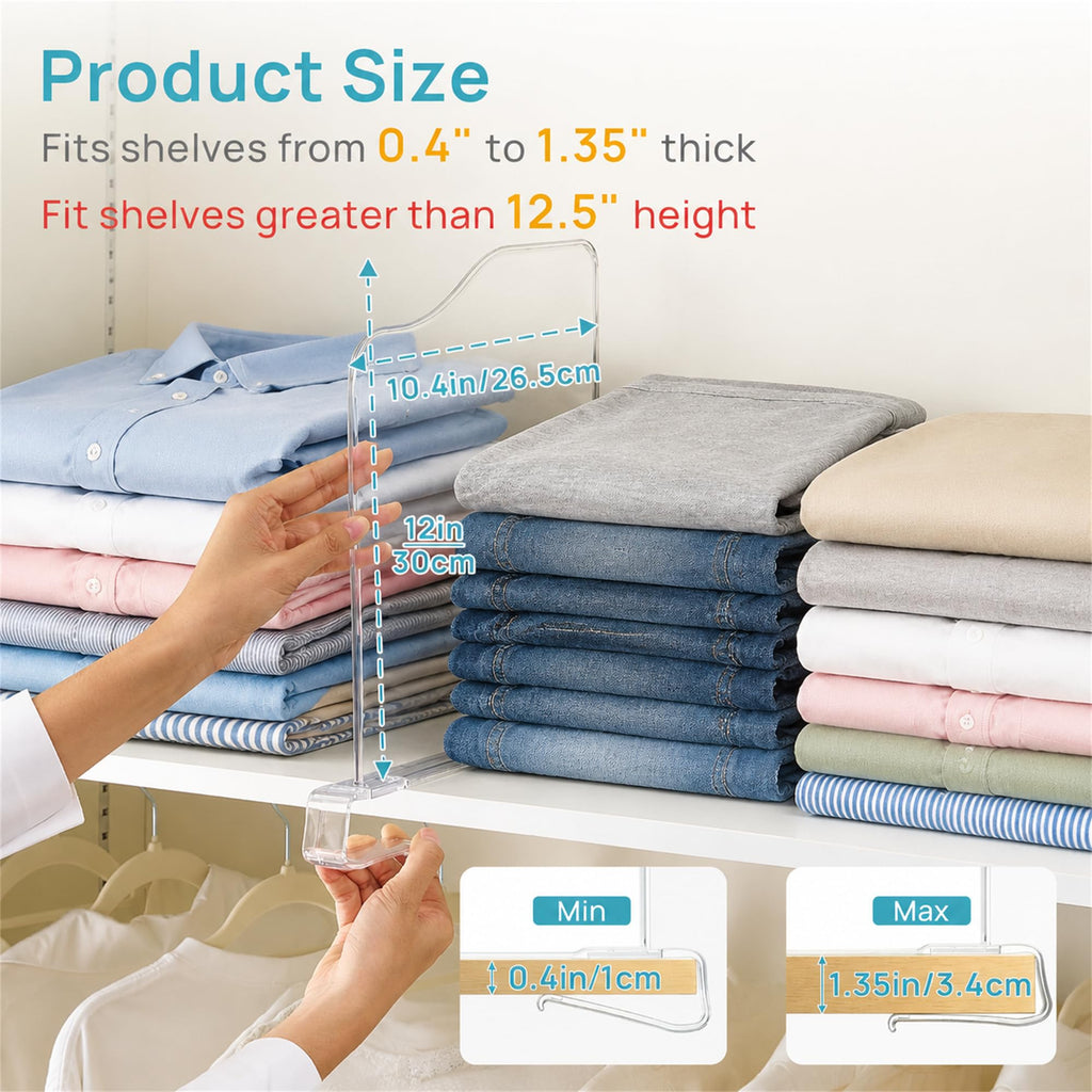 12" Extra Tall x 11.7" Deep Shelf Dividers, 12 Pack