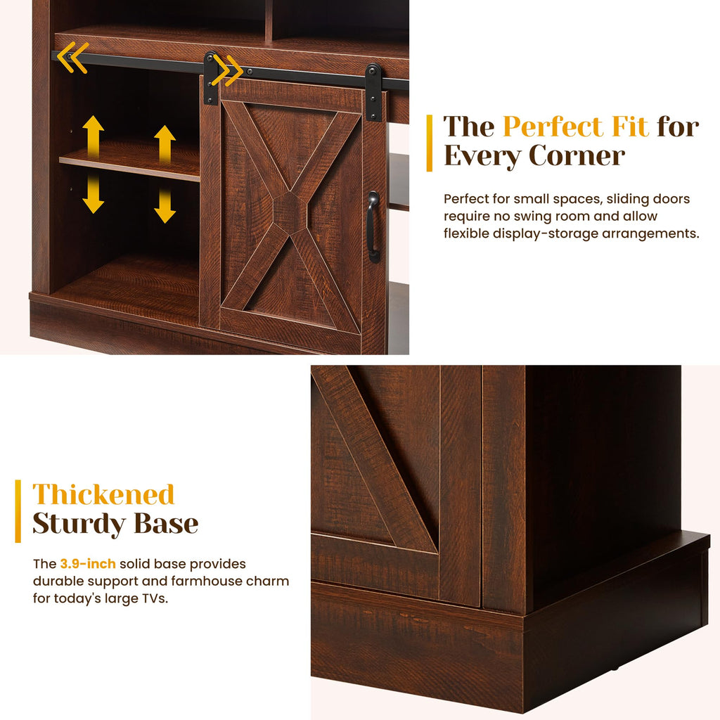 Farmhouse 34" Tall TV Stand for 65+ Inch TV